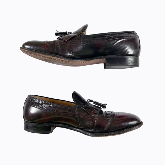 Vintage Johnston & Murphy Aristocraft Leather Loafer 11 Oxblood Tassel Wingtip - Picture 4 of 9